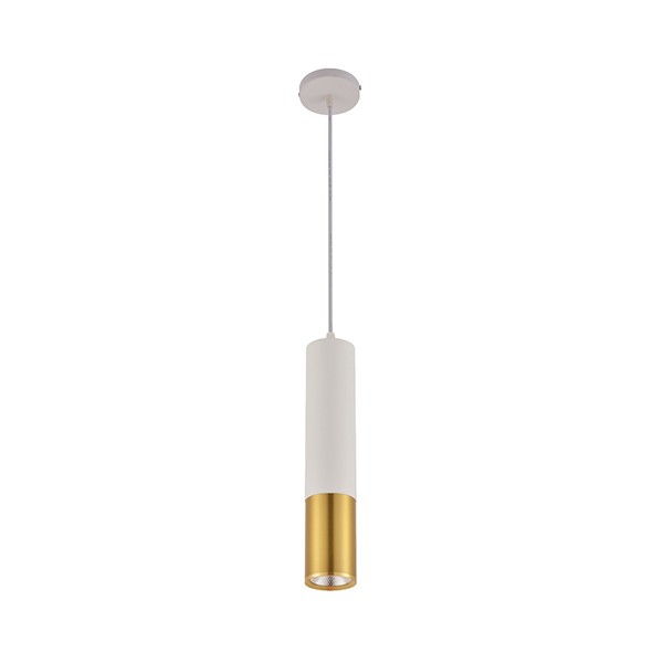 Pendente Tubo LED Branco Detalhe Dourado Bancada Zan70