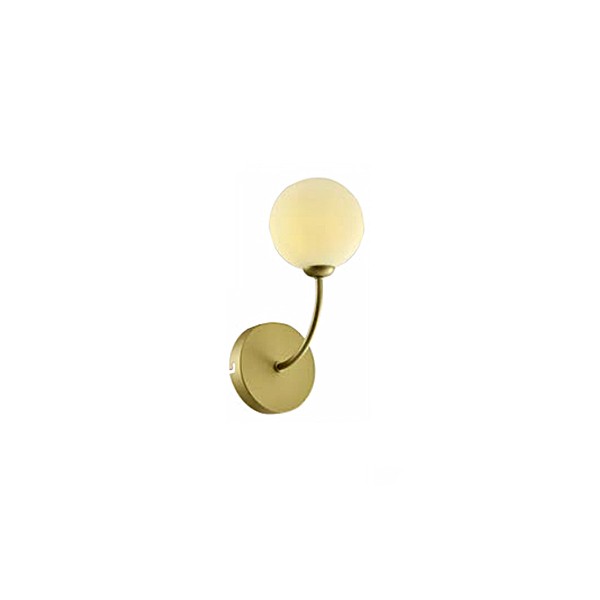 Arandela Dourado Fosco Globo De Vidro Branco Cabeceira Zan75 Arandela Dourado Fosco Globo De Vidro Branco Cabeceira Zan75