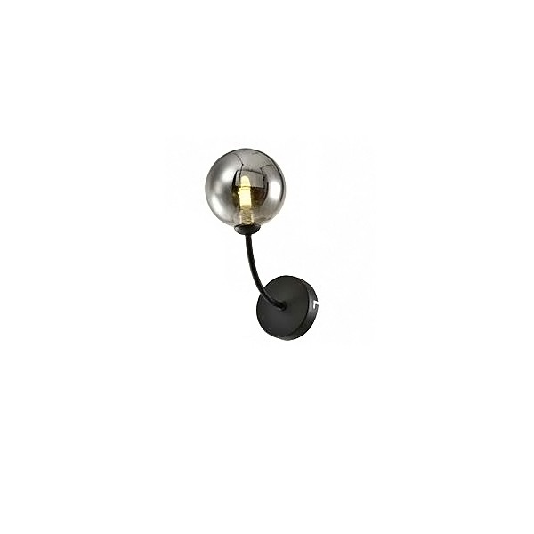 Arandela Globo De Vidro Fume Cabeceira Preto Fosco Zan77