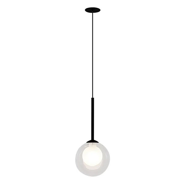 Pendente Globo Duplo De Vidro Transparente Preto Fosco Zan86