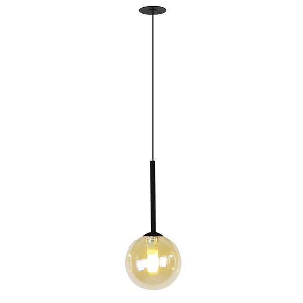 Pendente Ball Globo De Vidro Ambar Preto Fosco Cabeceira Zan91