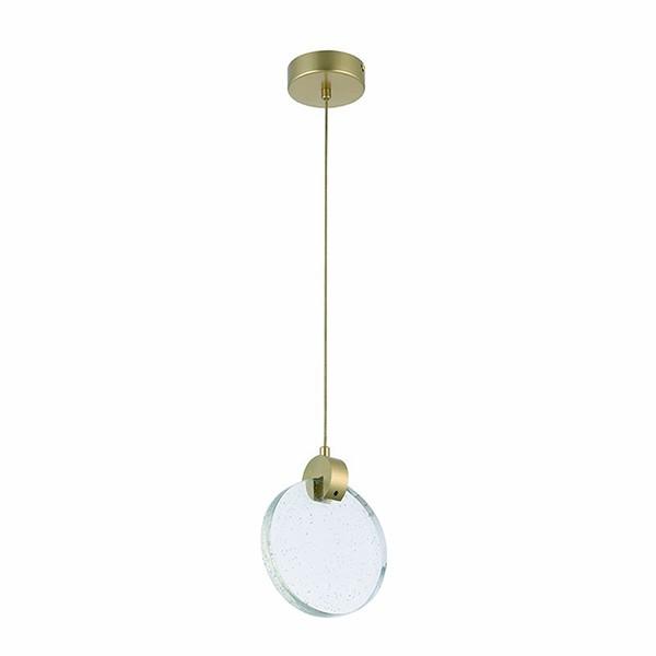 Pendente Led 3W dourado Vidro Redondo Cabeceira Zan96