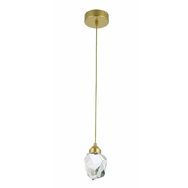 Pendente Led 3W Dourado Cristal Transparente Diamante Zan97